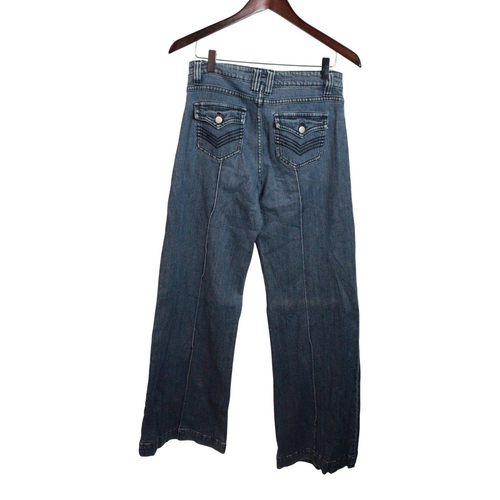 Azi Wide Leg‎ Jeans Front Seam Fold Pocket Size 4 - Picture 4 of 4